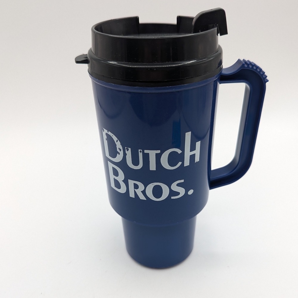 Dutch Bros Coffee Navy Blue Travel Mug Windmill Logo Auto Mate Made in USA 20oz